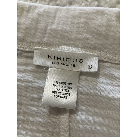 Kirious Women’s L White Button-Up Gauzy Boho Beach Resort Relaxed Top - Picture 9 of 9